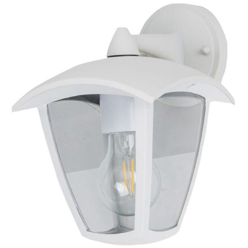 foto del prodotto partenopea utensili lampada da parete per esterno ip44 bianca con attacco e27 design lanterna in alluminio e pvc ideale per giardini terrazze
