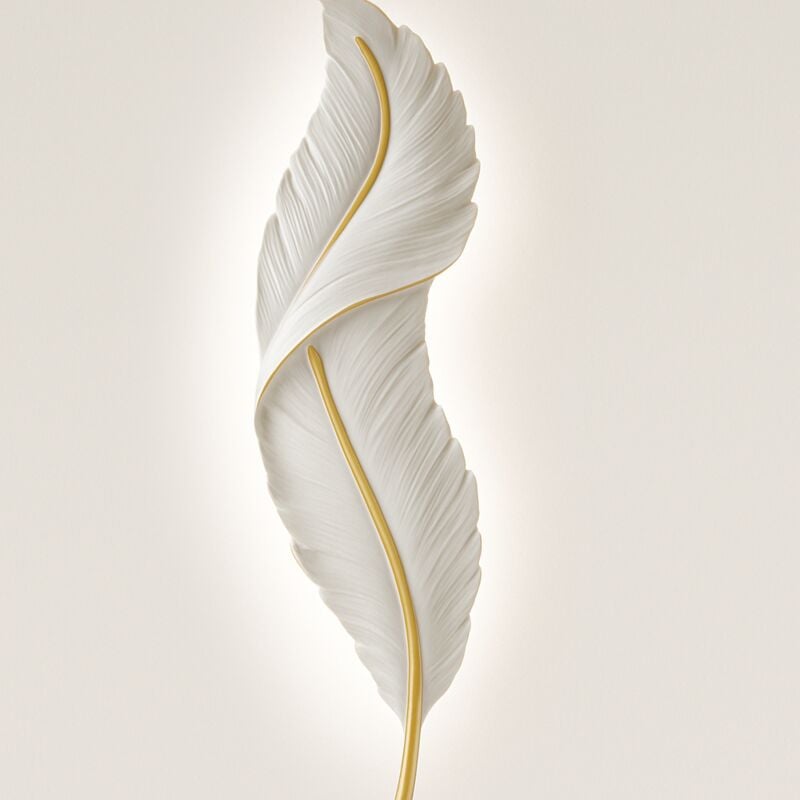 foto del prodotto partenopea utensili lampada da parete piuma cigno in resina con led cct 12w 3 tonalit bianco per salone soggiorno camera letto stile moderno