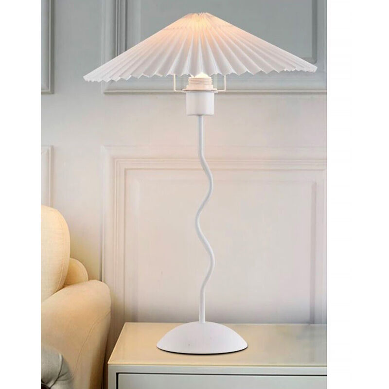 foto del prodotto partenopea utensili - lampada da tavolo comdino paralume a pieghe attacco per lampadine e27 tipo retro