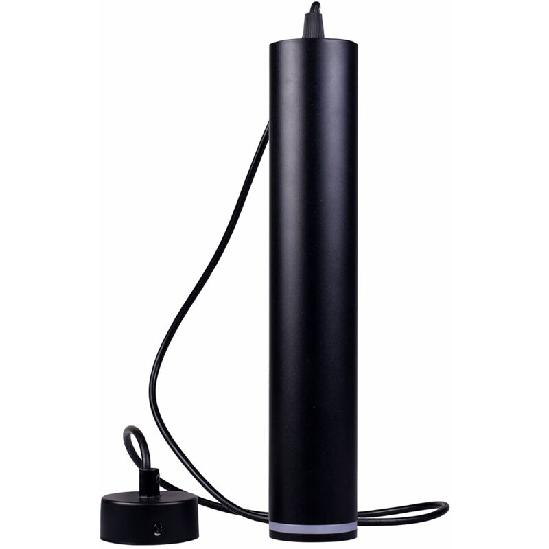 foto del prodotto partenopea utensili lampadario a sospensione cilindrico in alluminio nero con attacco gu10 design moderno e minimalista per interni ideale per