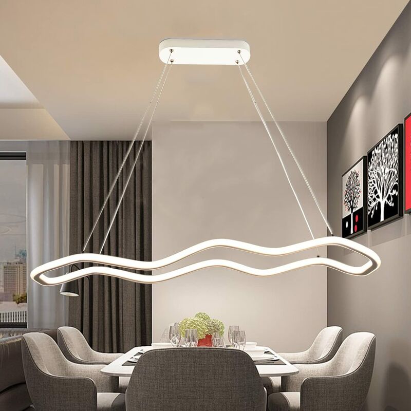 foto del prodotto partenopea utensili lampadario plafoniera illuminazione a led moderno 48w luce soffitto forma onda luce calda 3000k