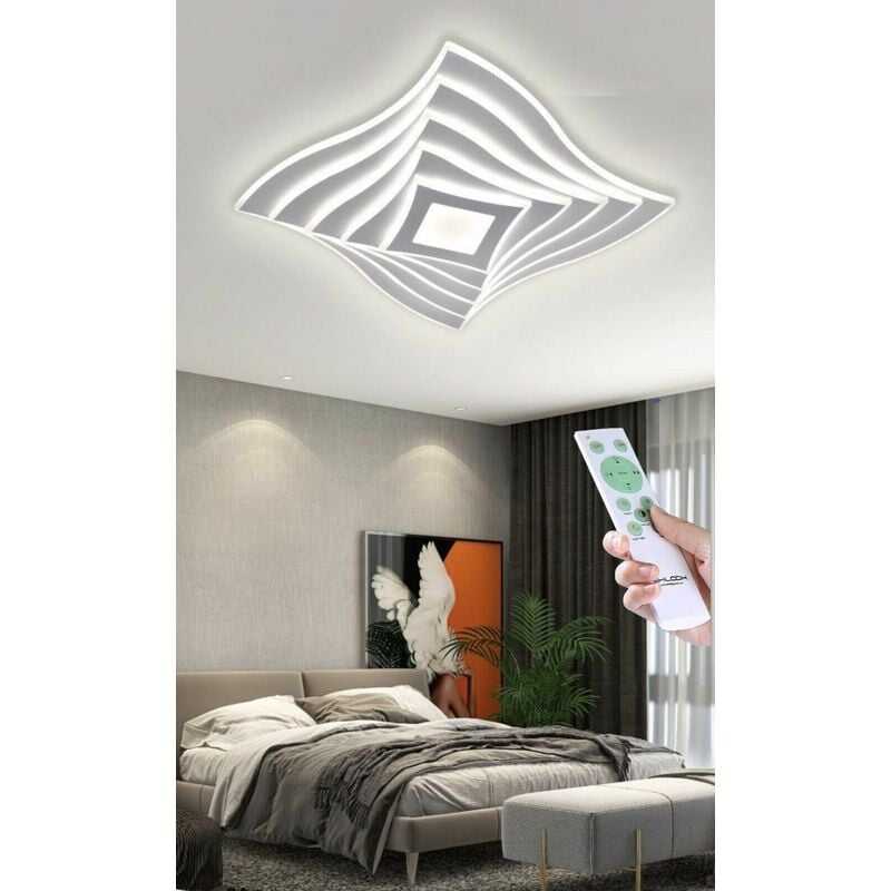 foto del prodotto partenopea utensili lampadario plafoniera illuminazione quadrata led moderno 75w luce per soffitto dimmerabile con telecomando