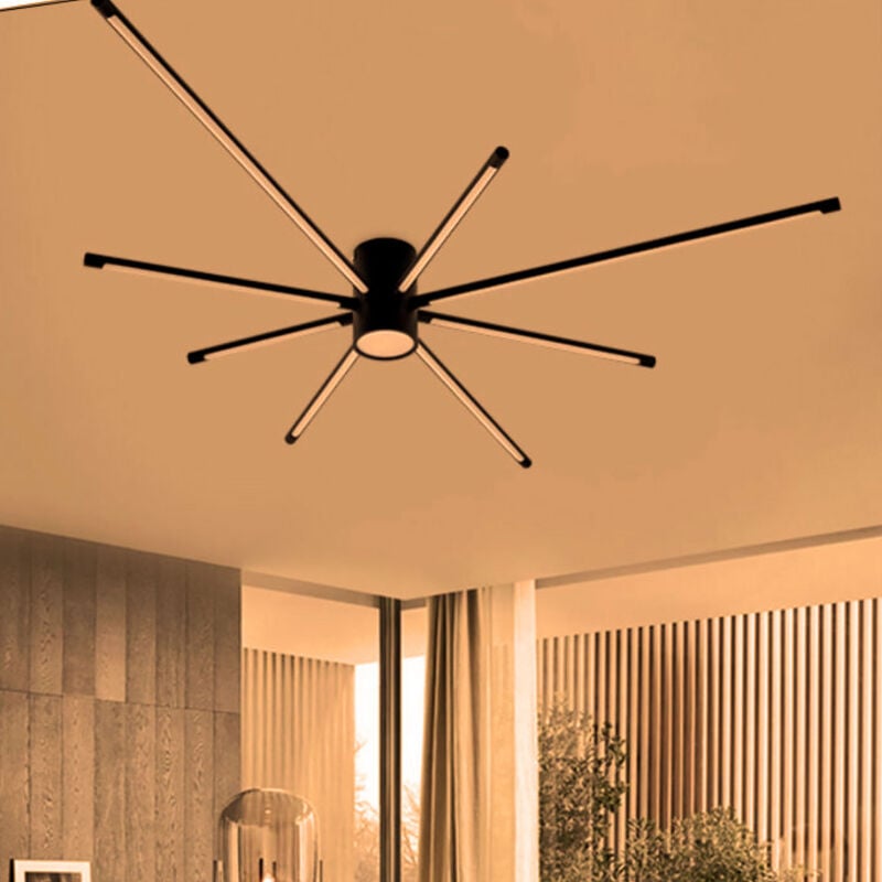 foto del prodotto partenopea utensili lampadario plafoniera moderno a led 9 luci da soffitto forma ragno da 42w 3360lm nero luce calda