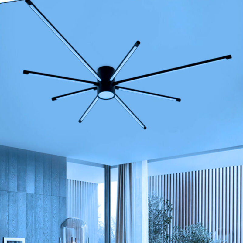 foto del prodotto partenopea utensili lampadario plafoniera moderno a led 9 luci da soffitto forma ragno da 42w 3360lm nero luce fredda