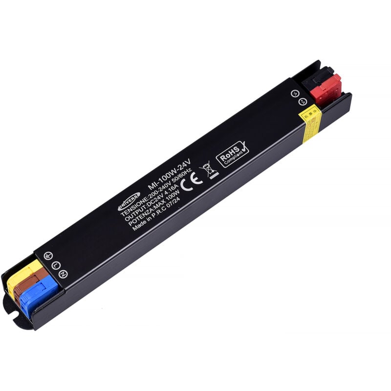 foto del prodotto partenopea utensili mini trasformatore 24v 4.16a 100w alimentatore ip20 in alluminio per impianti elettrici e illuminazione