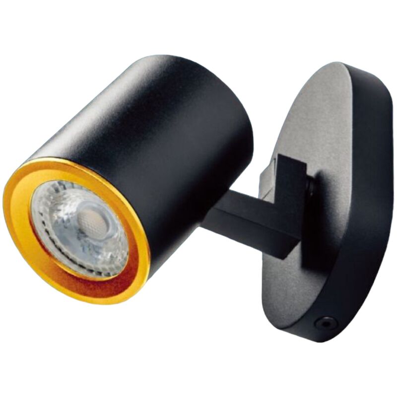 foto del prodotto partenopea utensili - plafoniera lampada da soffitto nero e oro faretto direzionabile e attacco per lampade gu10 ad 1 diffusore