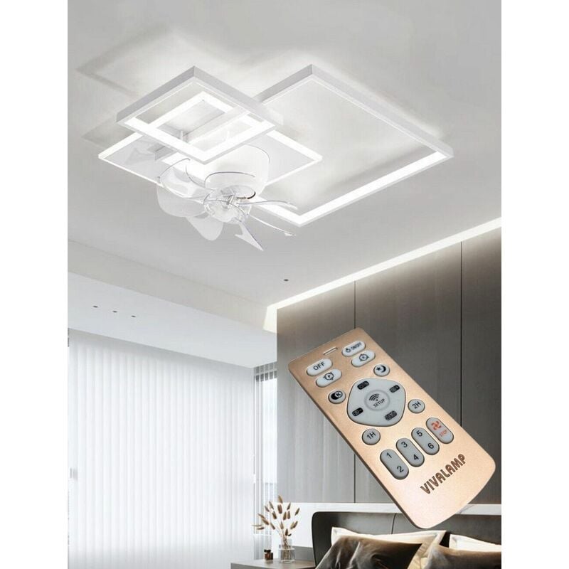 foto del prodotto partenopea utensili plafoniera moderna a led con ventilatore da soffitto cambia 3 luci dimmerabile con telecomando