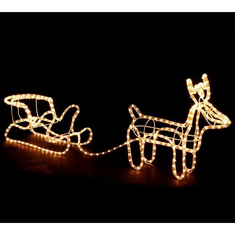 foto del prodotto partenopea utensili - renna luminosa con slitta x esterno tubo giardino natale luce calda decorazione