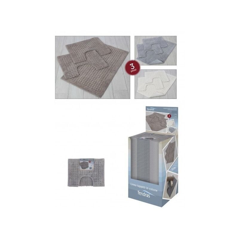 foto del prodotto parure bagno 3 pezzi cotone antiscivolo colori assortiti