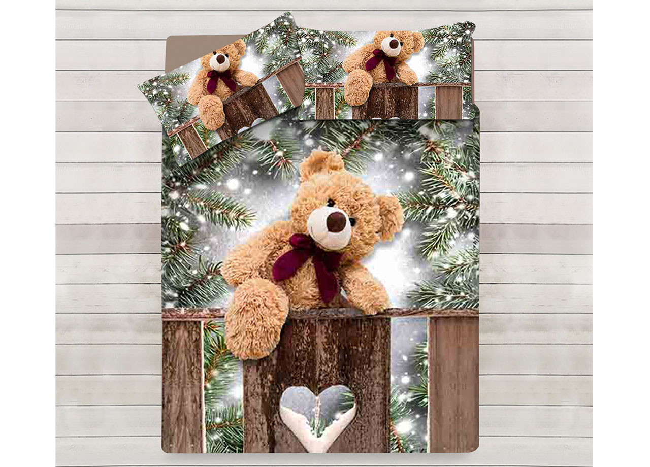 foto del prodotto parure copripiumino coppia federe letto 100 cotone sogni d 39 oro disegno teddy bear singolo teddy bear