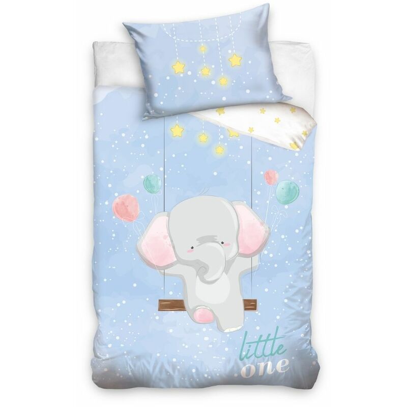 foto del prodotto parure copripiumino lettino baby elefante azzurro