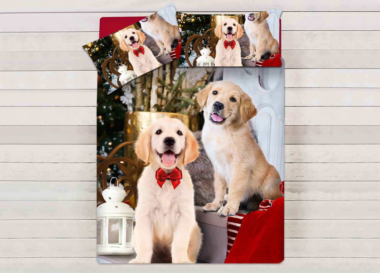foto del prodotto parure copripiumino sacco piumino letto 100 cotone sogni d 39 oro disegno cani dis. 72 matrimoniale cani