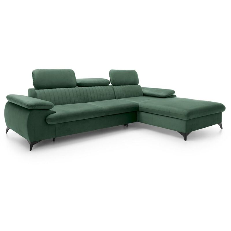 foto del prodotto pascal morabito - divano letto in velluto verde - angolo a destra - samara di