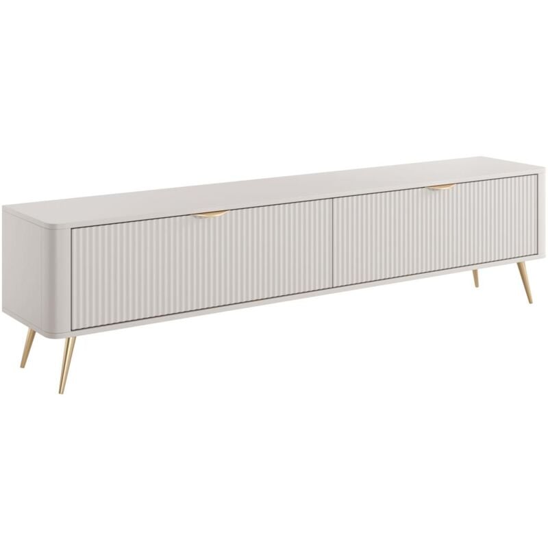 foto del prodotto pascal morabito - mobile tv con 2 ante in mdf beige e dorato - elonaria di