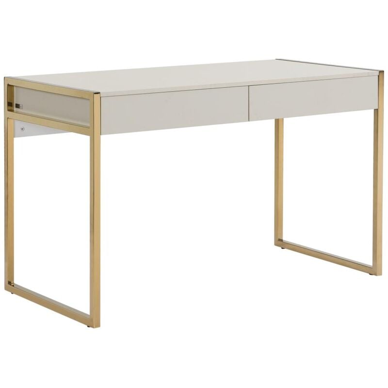 foto del prodotto pascal morabito - scrivania con 2 cassetti mdf e metallo beige e dorato - mason di
