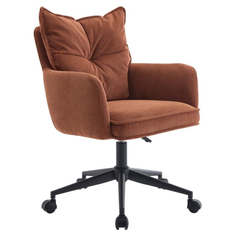 foto del prodotto pascal morabito - sedia da ufficio velluto a coste terracotta e nero altezza regolabile - bataru di