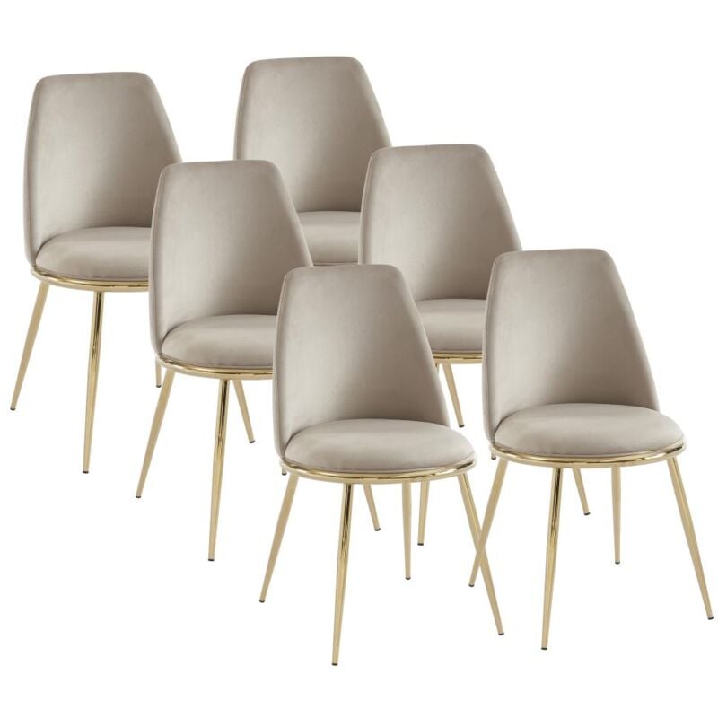foto del prodotto pascal morabito - sedia in velluto e metallo dorato beige - lotto di 6 - nebina di