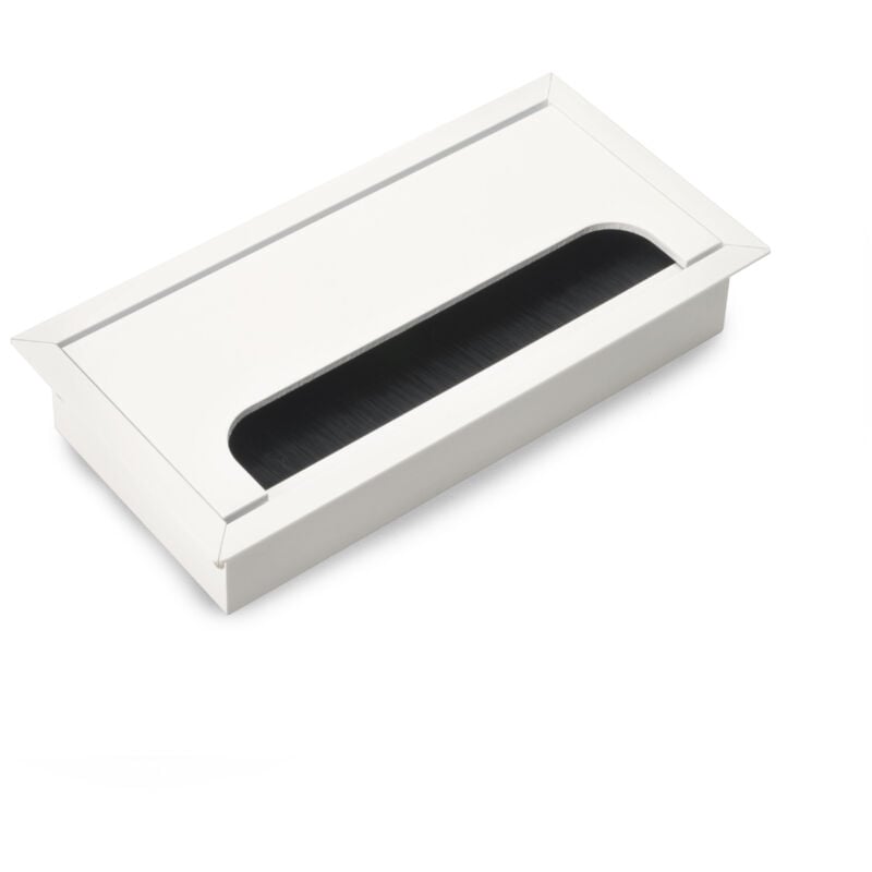 foto del prodotto passacavi da tavolo emuca quadrum, rettangolare, 159x80 mm, da incasso, alluminio, verniciato bianco