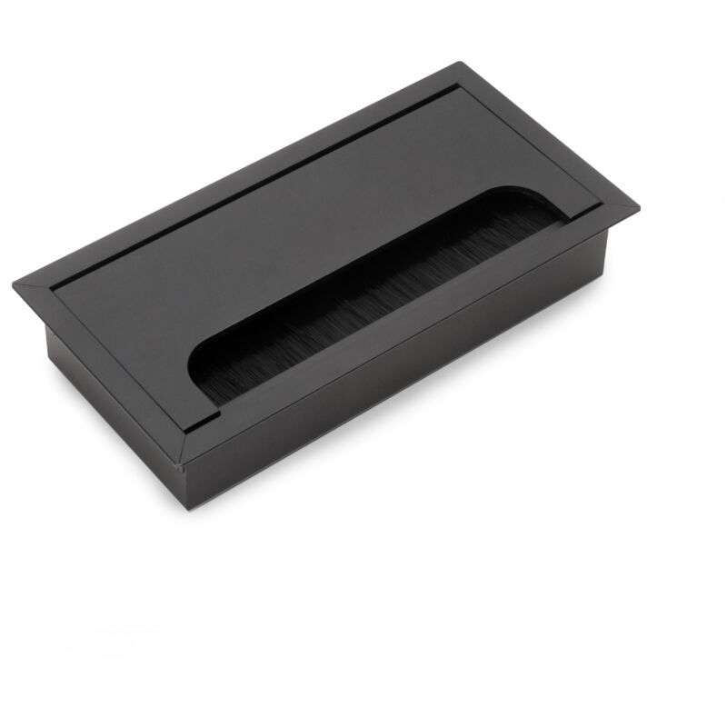 foto del prodotto passacavi da tavolo emuca quadrum, rettangolare, 159x80 mm, da incasso, alluminio, verniciato nero