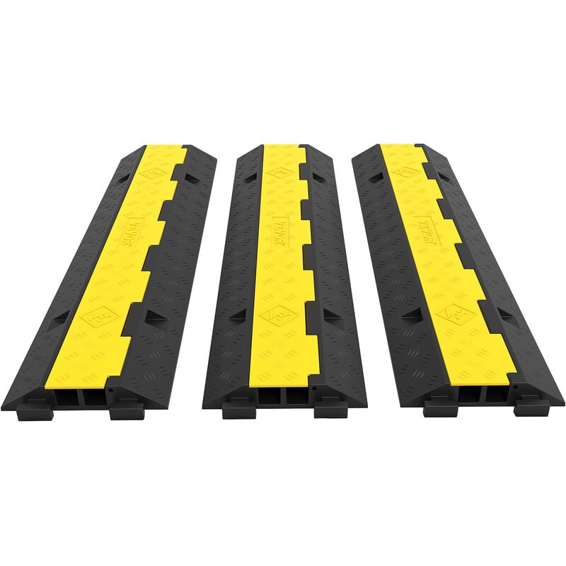 foto del prodotto passacavi di protezione per cavi 2 canali 101x24,5x5 cm 3 pezzi protezione per passaggio cavi gomma pvc portata max. 4989 kg canale 3,2x3,1 cm per