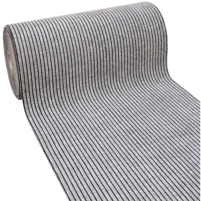 foto del prodotto passatoia antiscivolo corridoio moquette spessa interno esterno tappeto ingresso a righe grigie 100x40 cm