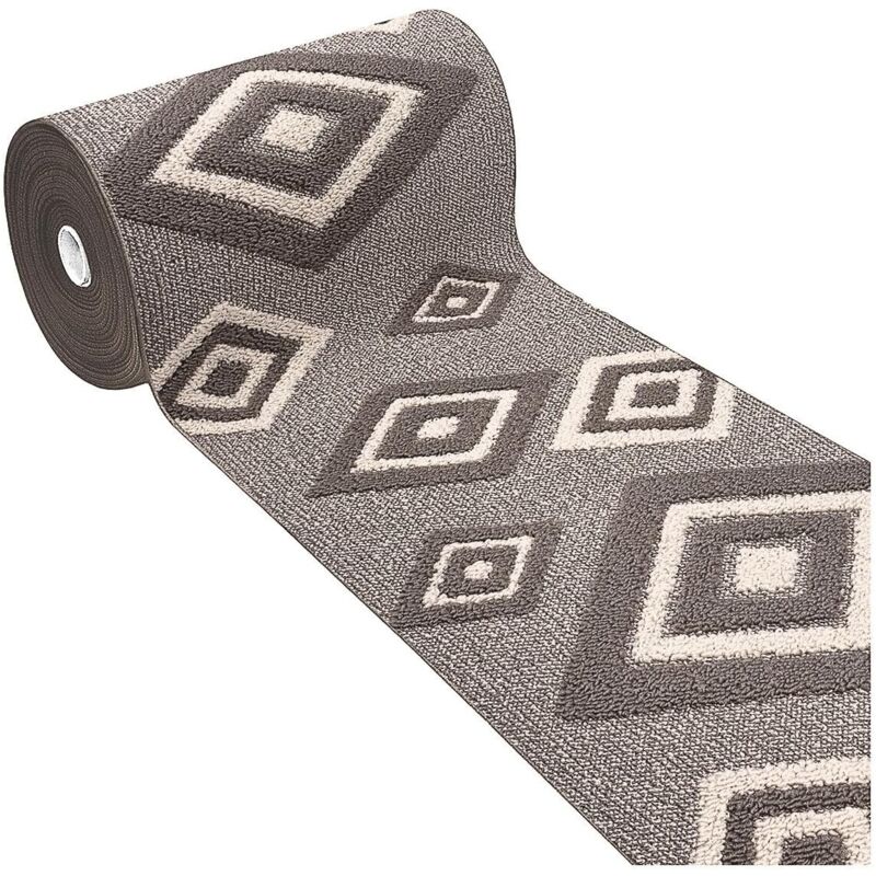 foto del prodotto passatoia casa ingresso rombi 3d tridimensionali al metro su misura aciugapassi antiscivolo beige
