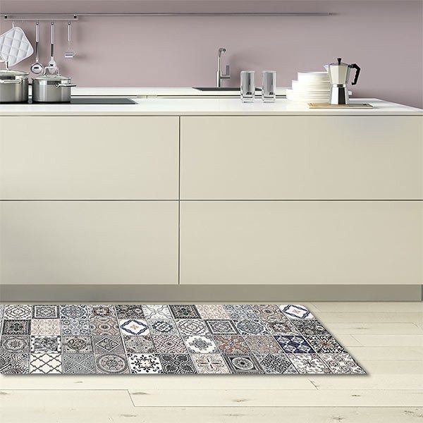 foto del prodotto passatoia da cucina in vinile lavabile e antigraffio azulejos vintage 50x180