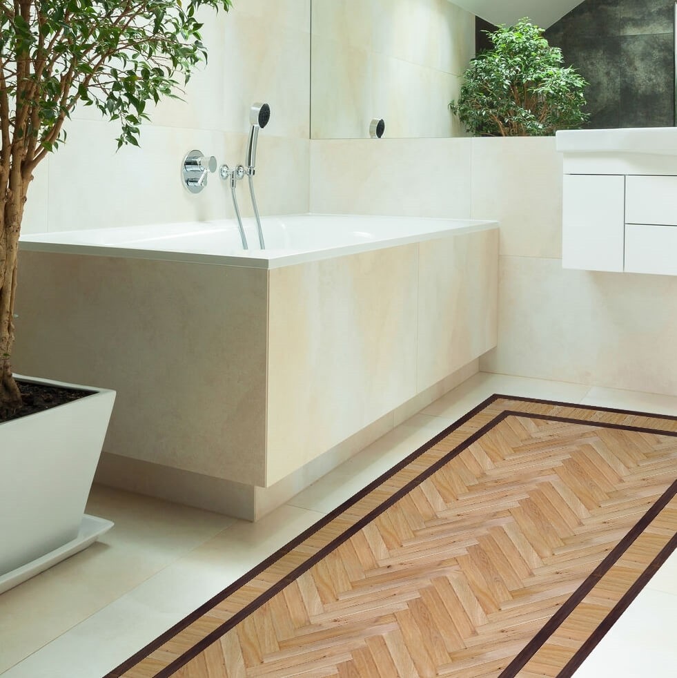 foto del prodotto passatoia da cucina in vinile lavabile e antigraffio old style parquet 50x180