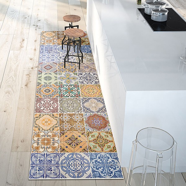 foto del prodotto passatoia da cucina in vinile lavabile e antigraffio spring tile carpet 50x180