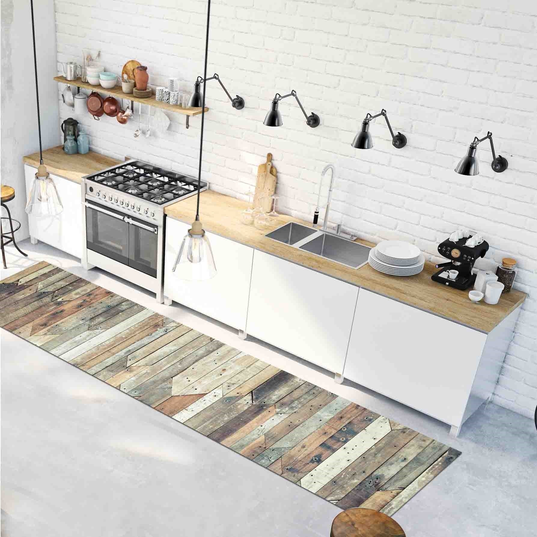 foto del prodotto passatoia da cucina in vinile lavabile e antigraffio vintage wood 50x120