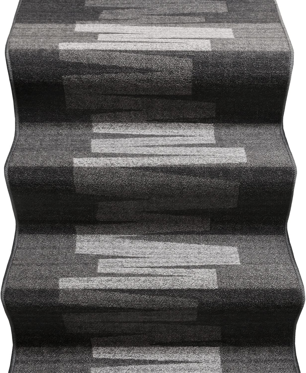 foto del prodotto passatoia scala bordata 67x260 cm ingresso corridoio tappeto cucina gradini zig zag grigio