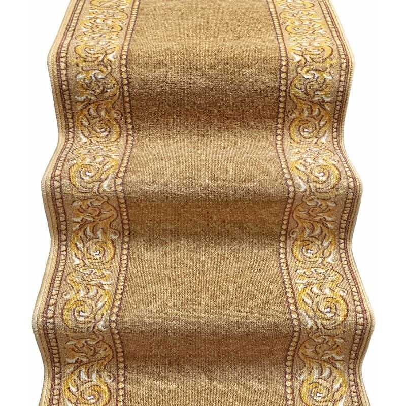 foto del prodotto passatoia scala bordata ingresso corridoio tappeto cucina gradini 100 made in italy stile barocco beige 67x40 cm