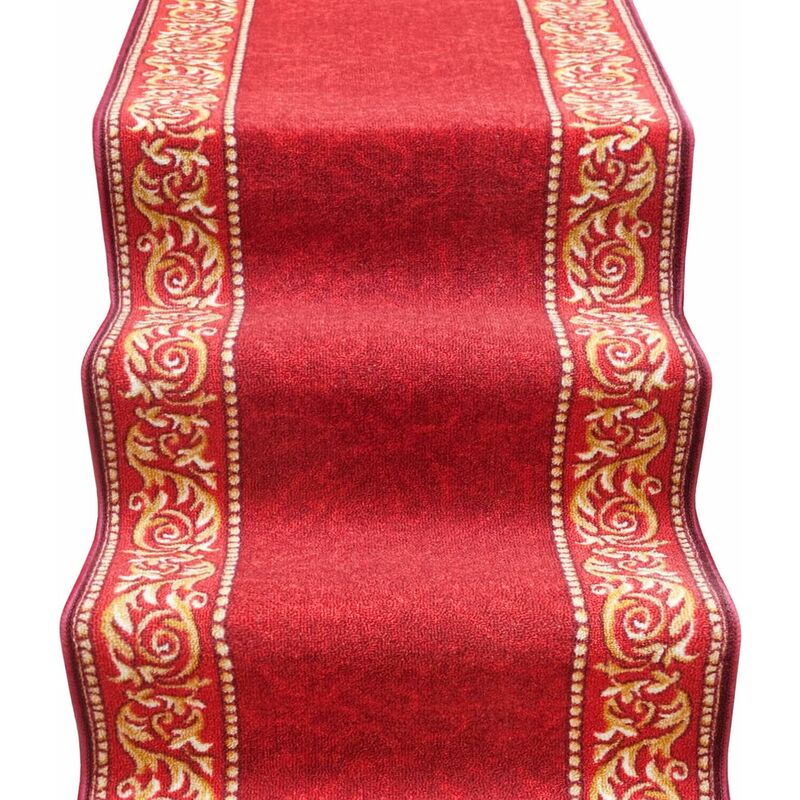 foto del prodotto passatoia scala bordata ingresso corridoio tappeto cucina gradini 100 made in italy stile barocco bordeaux - 67x80 cm