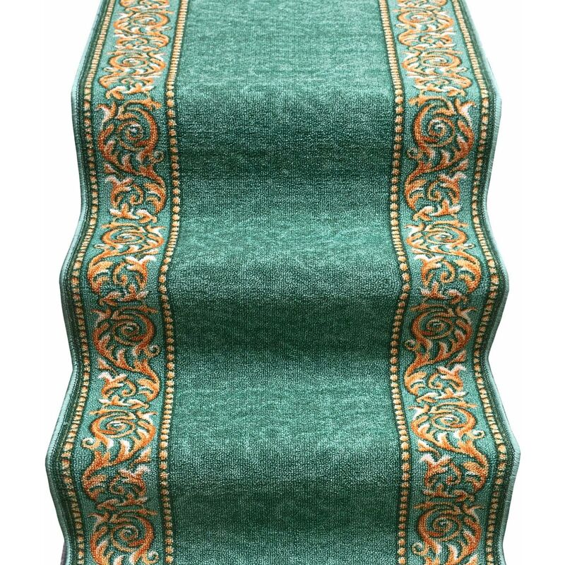 foto del prodotto passatoia scala bordata ingresso corridoio tappeto cucina gradini 100 made in italy stile barocco verde 67x40 cm