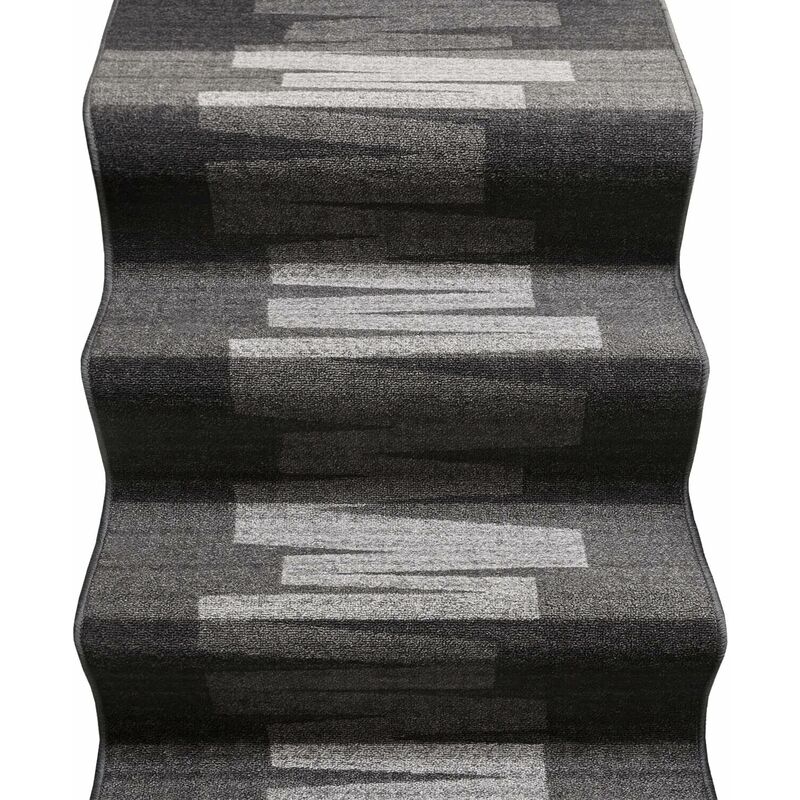 foto del prodotto passatoia scala bordata ingresso corridoio tappeto cucina gradini 100 made in italy zig zag grigio 67x40 cm