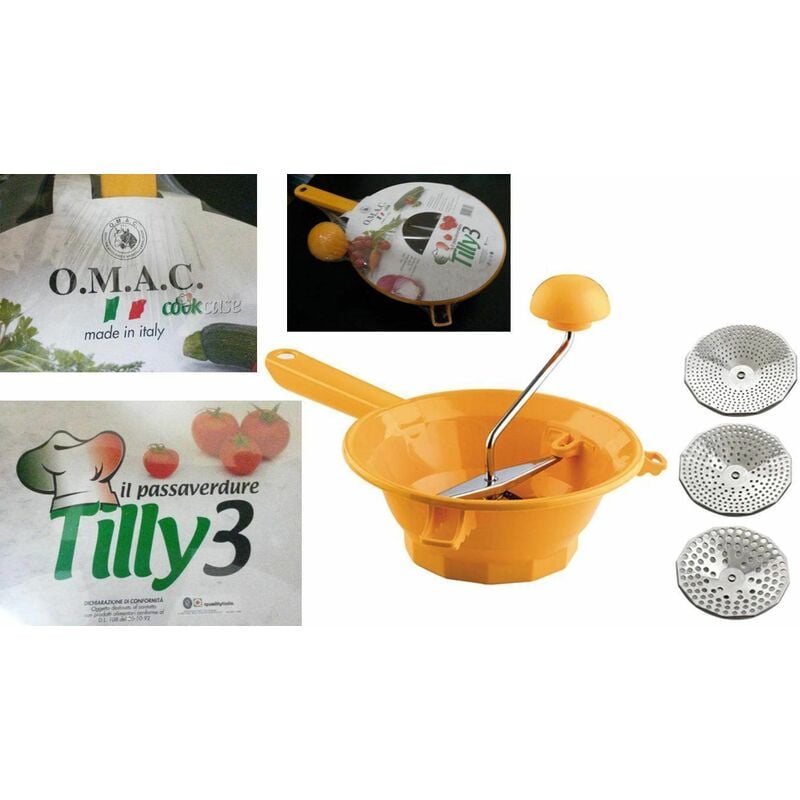 foto del prodotto passatutto tilly 3 omac passaverdura passapomodoro dischi cm24 acciaio inox