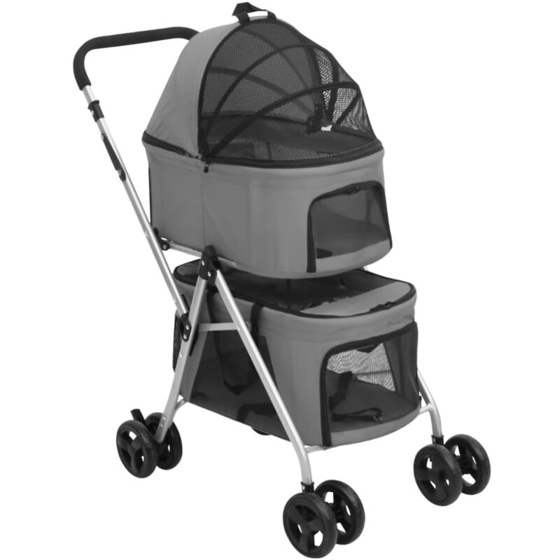 foto del prodotto passeggino cani pieghevole 2 livelli grigio 83x48x97cm tessuto vidaxl