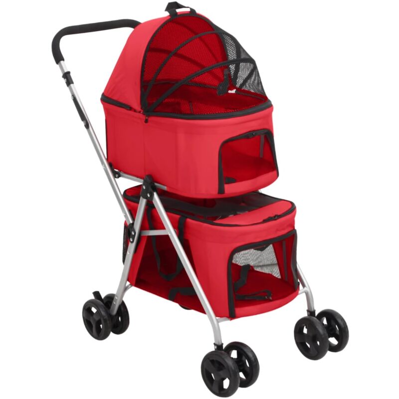 foto del prodotto passeggino cani pieghevole 2 livelli rosso 83x48x97cm tessuto vidaxl