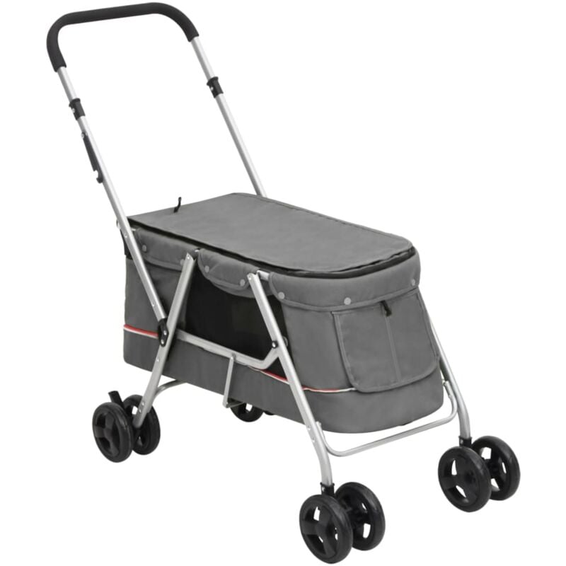 foto del prodotto passeggino cani pieghevole grigio 100x49x96cm tessuto di lino vidaxl