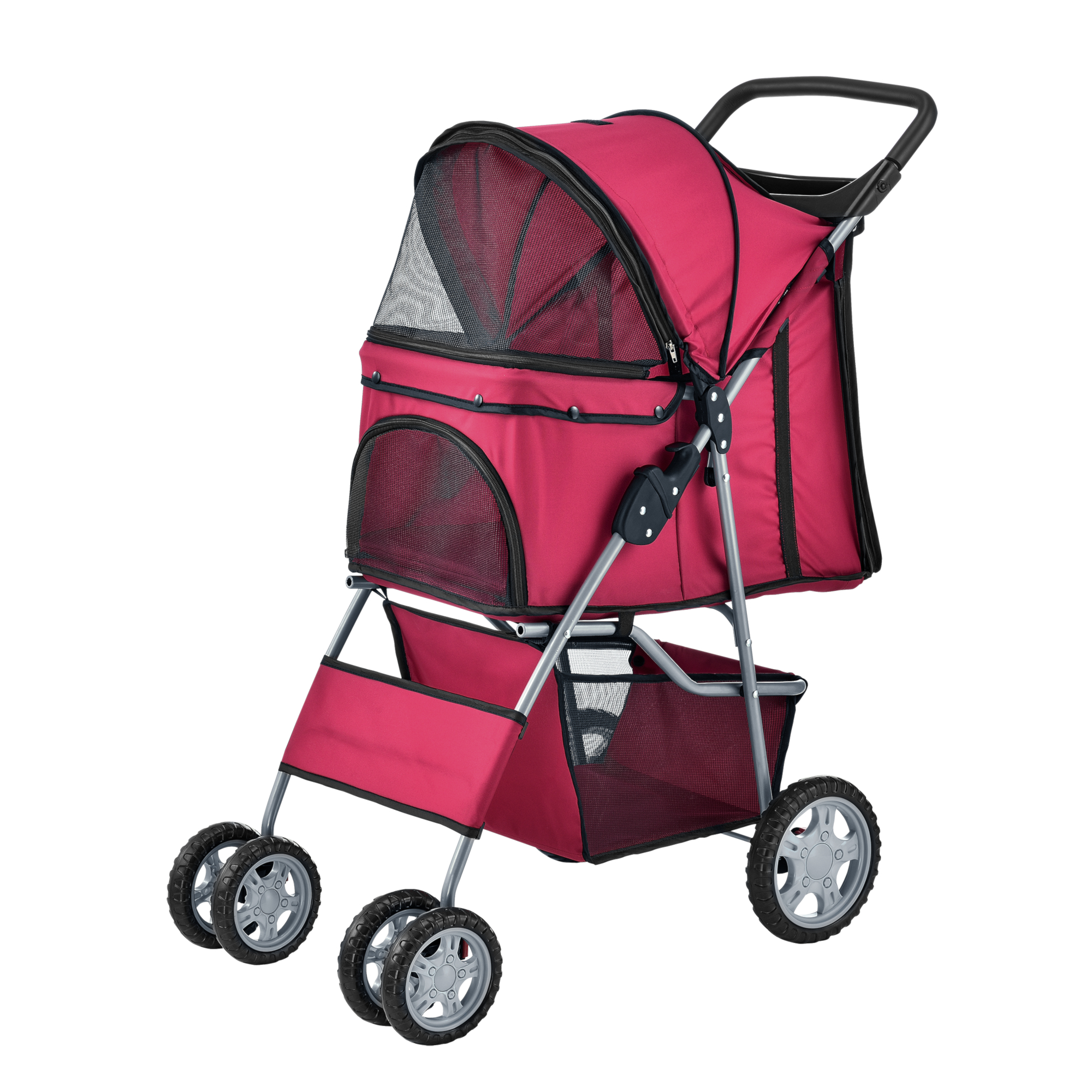 foto del prodotto passeggino niceville per cani e gatti fino a 15 kg carrello pieghevole rosso pro.tec