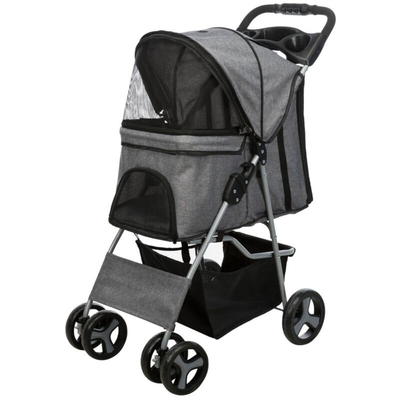 foto del prodotto passeggino per cani e gatti 4 ruote grigio 47x100x80 per trixie