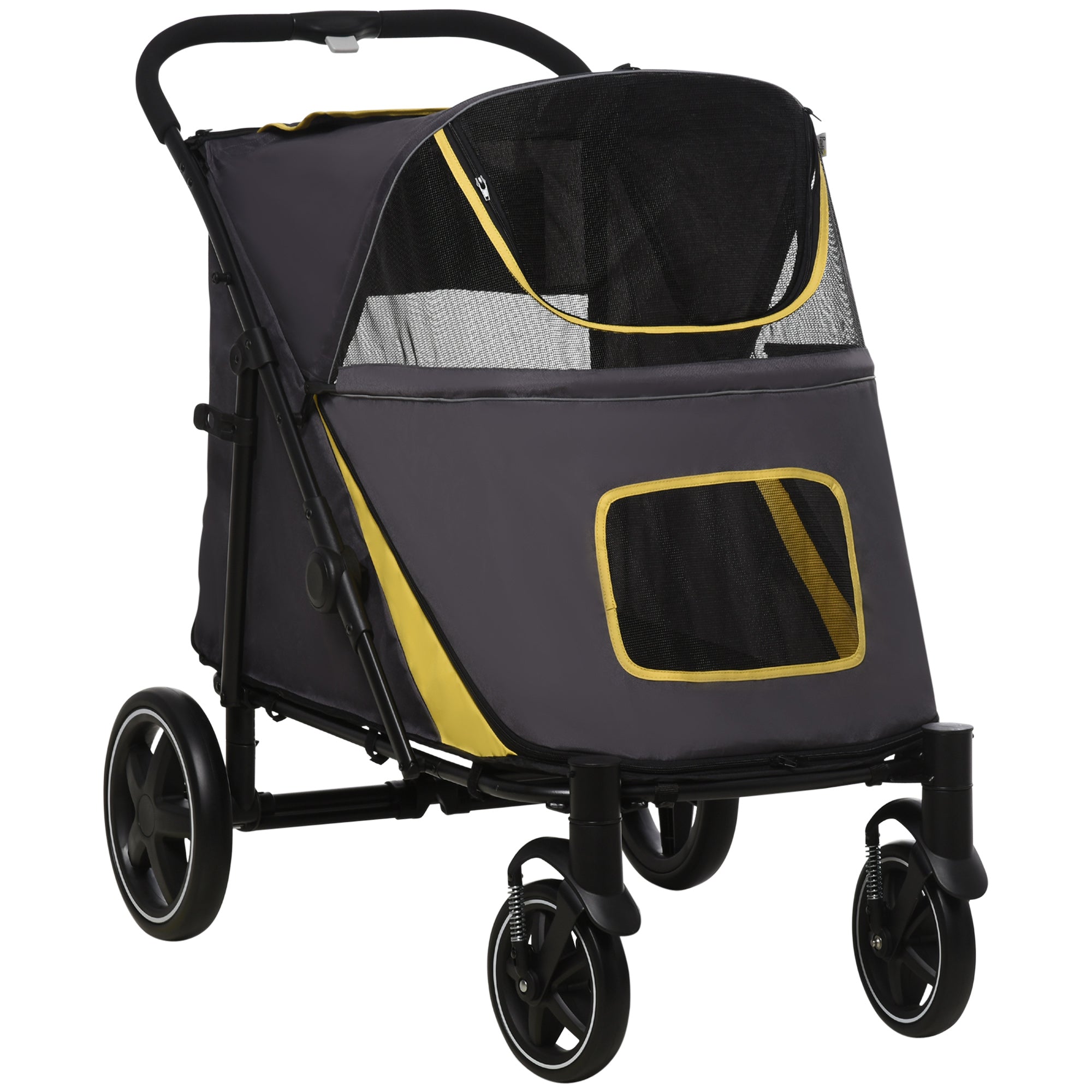 foto del prodotto passeggino per cani pieghevole 112x65x100 cm in tessuto oxford grigio