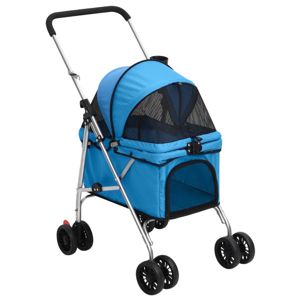foto del prodotto passeggino per cani pieghevole blu 76x50x100cm tessuto oxford vidaxl