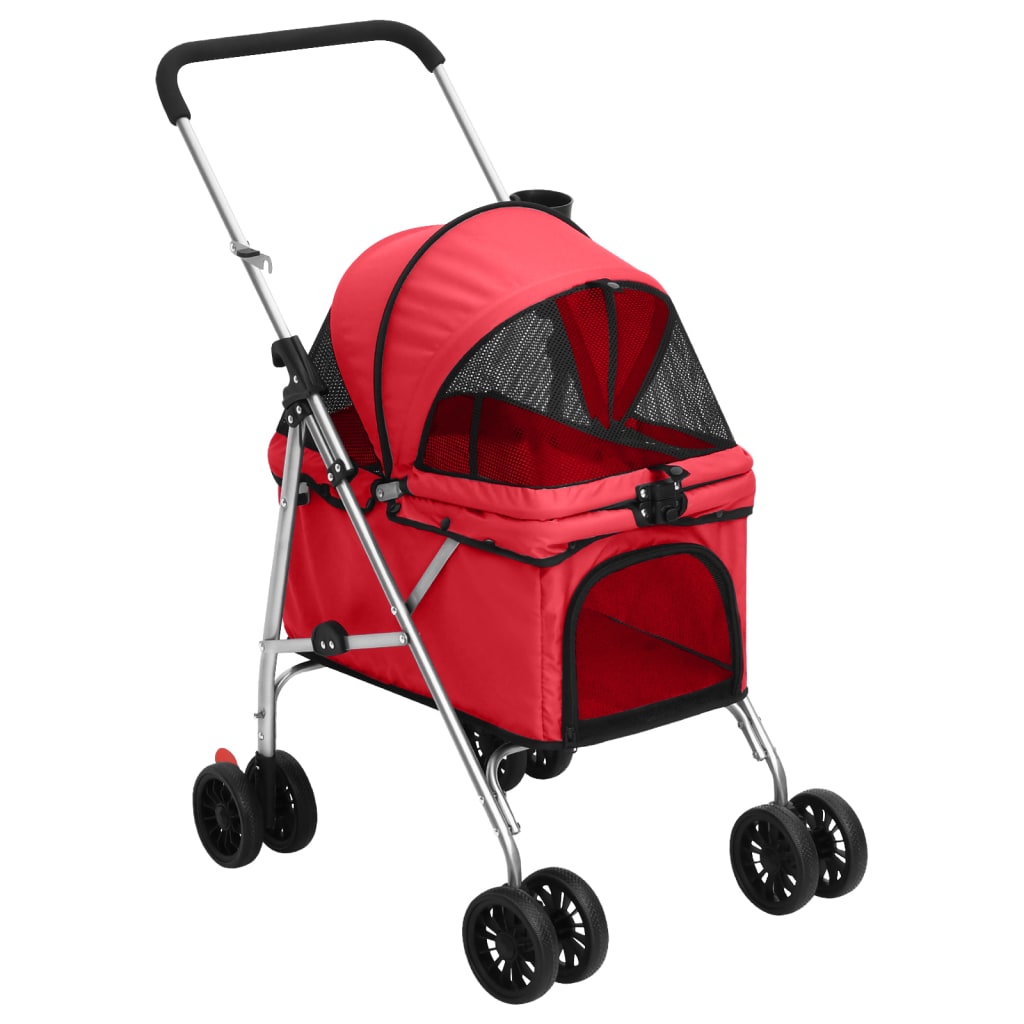 foto del prodotto passeggino per cani pieghevole rosso 76x50x100cm tessuto oxfordcod mxl 103574