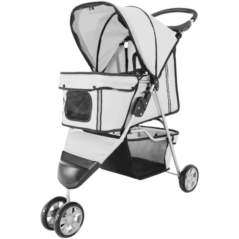 foto del prodotto passeggino pieghevole per cani animali domestici grigio 75 x 45 x 97cm pawhut