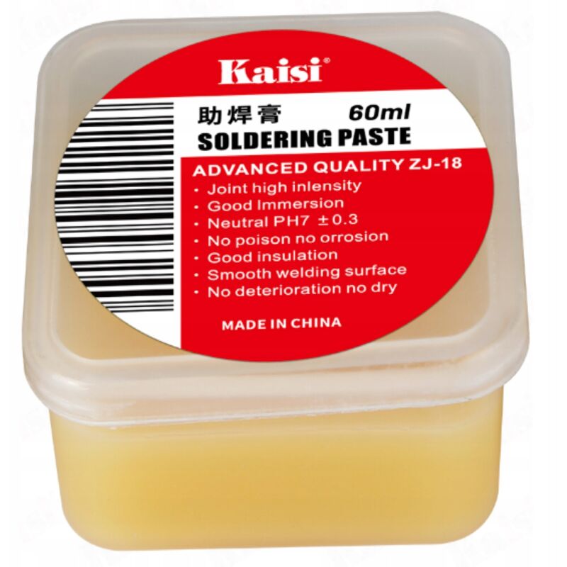 foto del prodotto pasta saldante flusso giallo in una scatola da 60 ml zj 18