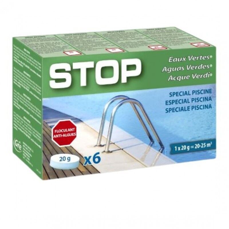 foto del prodotto pastiglie per piscina stop acque verdi gre