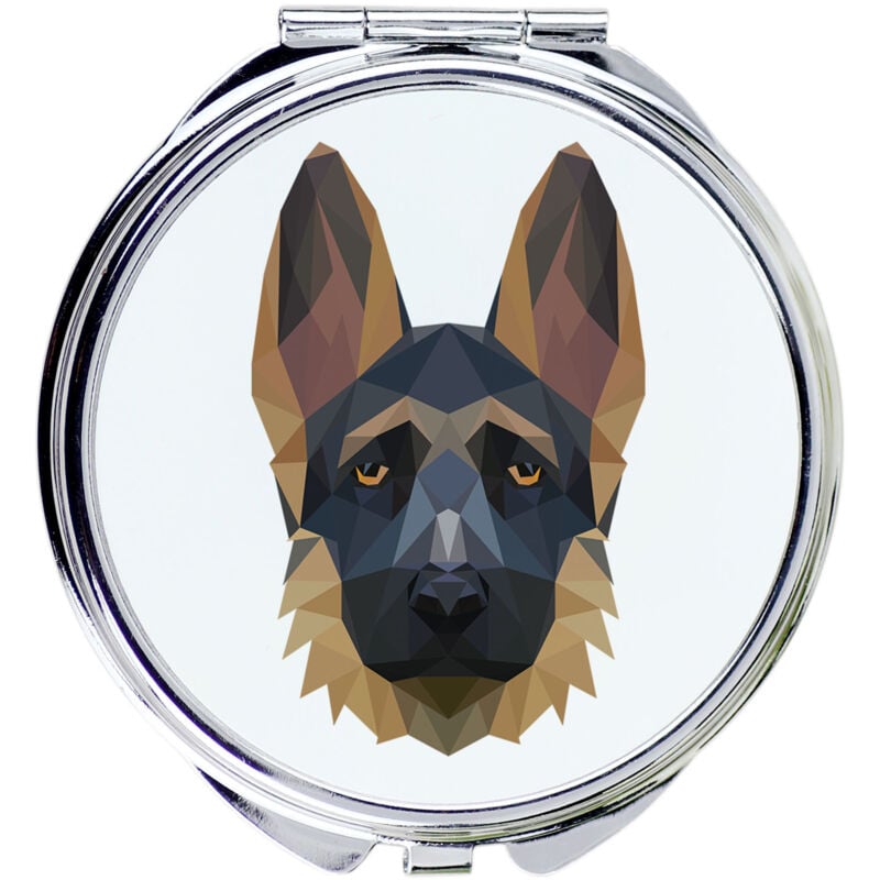 foto del prodotto pastore tedesco, alsaziano i specchio con foto e iscrizione geometrica di art dog