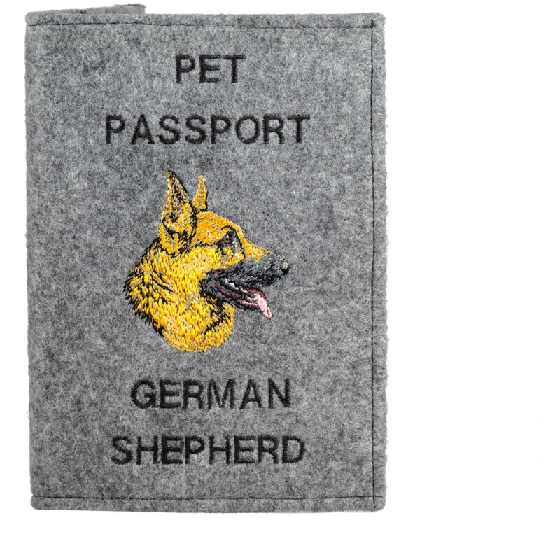 foto del prodotto pastore tedesco, alsaziano portapassaporto per cani, portadocumenti, regalo per viaggiatori di art dog