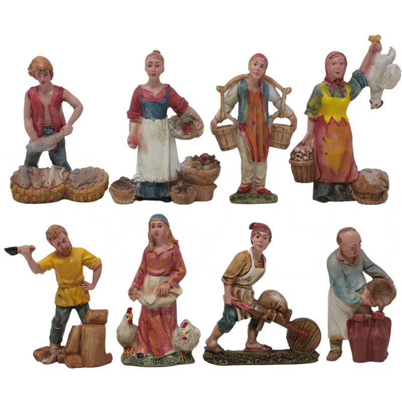 foto del prodotto pastori per presepe i mestieri 8 statuine 10 cm personaggi in resina ivs9